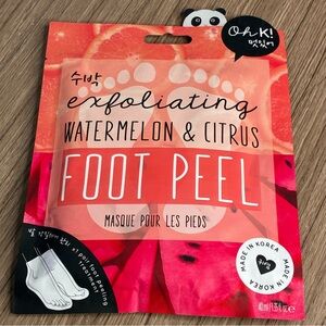 🐼 3/$25 NWT Oh K! Watermelon & Citrus Foot Peel Mask